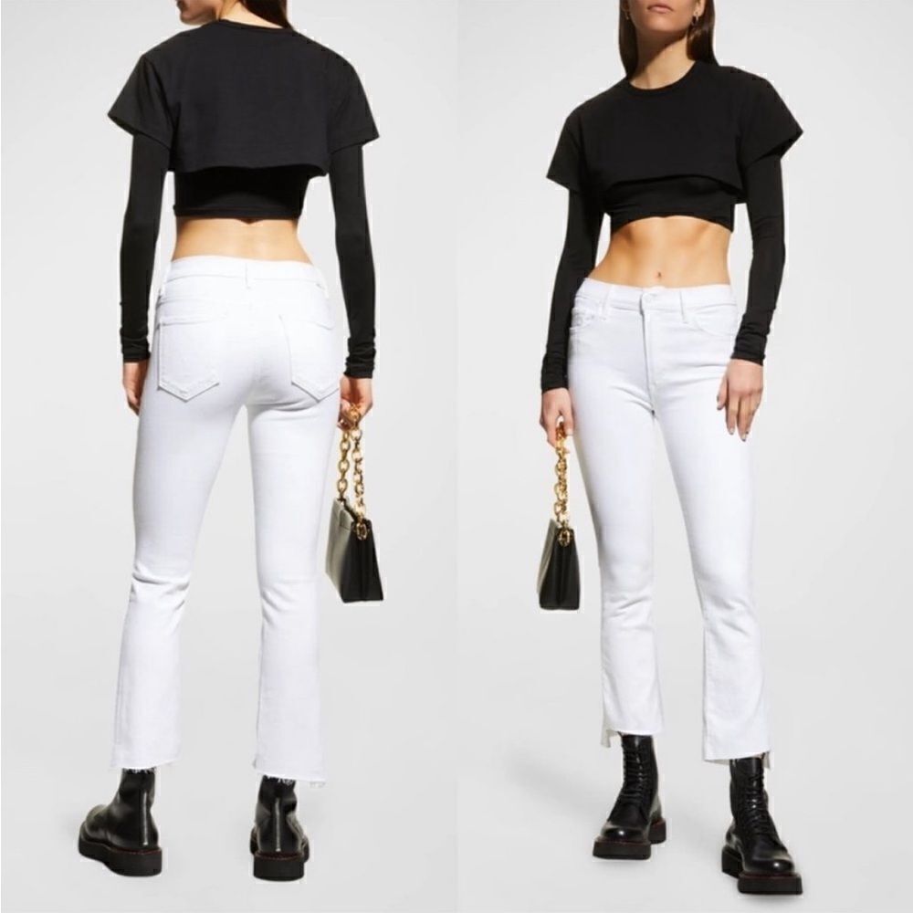 Mother Insider Crop Step Fray Jeans In Cream Puff NWT $228